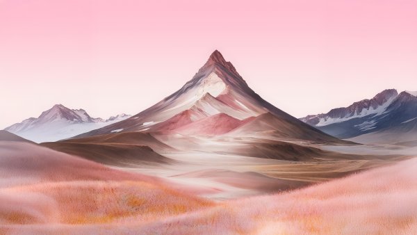 Mountain Landscape Pink aesthetic Wallpaper