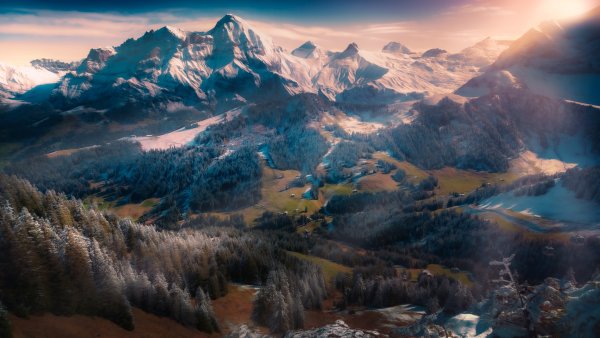 Swiss Alps Winterscape Wallpaper