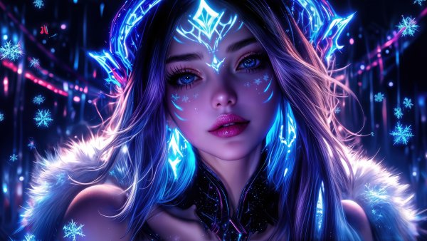 Dream girl Neon art Wallpaper