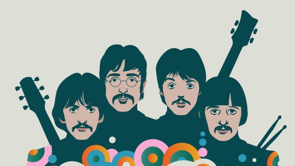 The Beatles Illustration Wallpaper