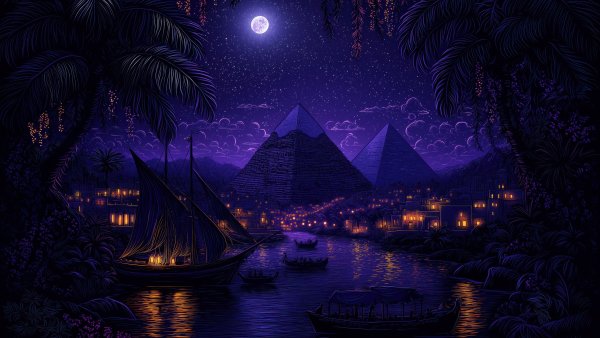 Egyptian Pyramids Purple aesthetic Wallpaper