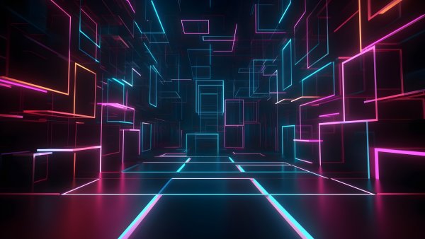 Geometric Neon Lights Wallpaper