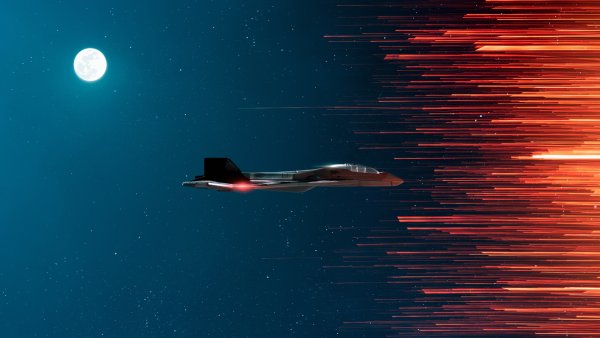 Fighter aircraft Full moon Wallpaper