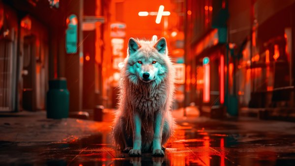 White wolf AI art Wallpaper