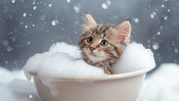 Kitten Bath time Wallpaper