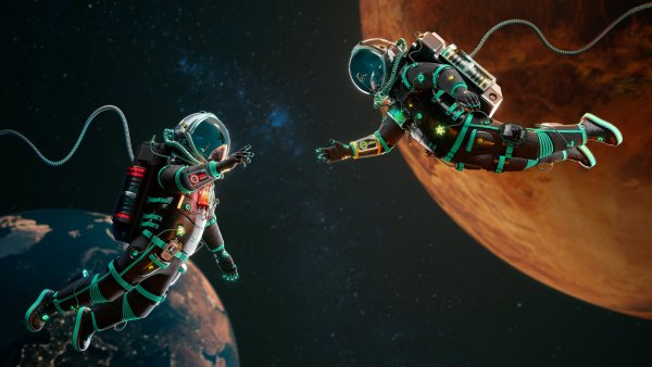 Astronauts Shaking hands Wallpaper