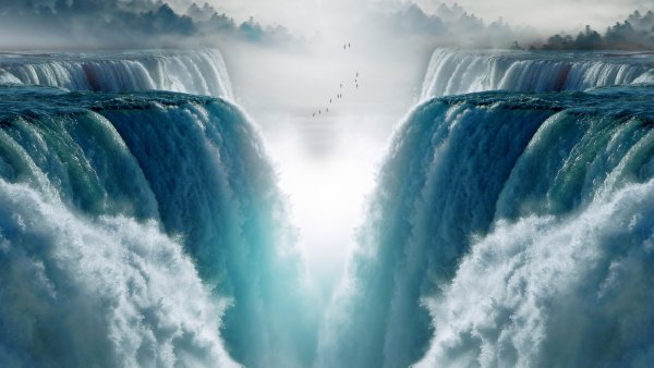 Waterfalls Fog Wallpaper