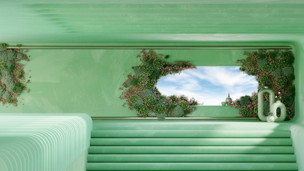 Modern architecture Green aesthetic Wallpaper