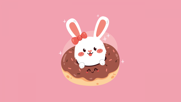 Cute rabbit Kawaii food Wallpaper