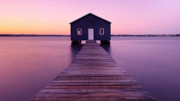 Boathouse Sunrise Wallpaper