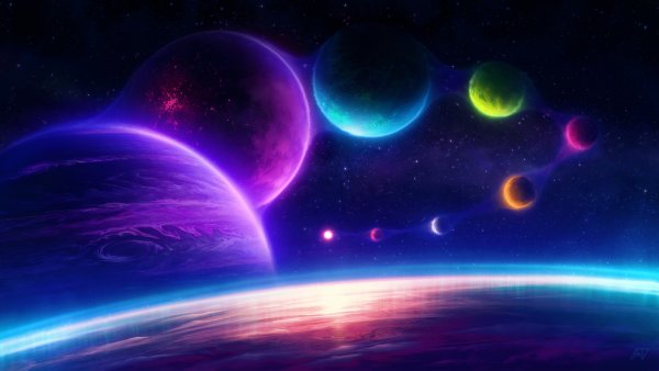 Planets Colorful Sky Wallpaper