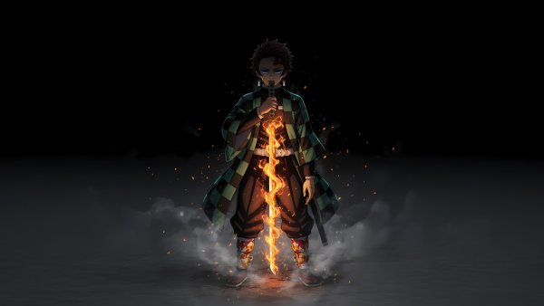 Tanjiro Kamado Fire effect Wallpaper
