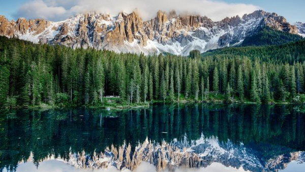 Karersee Lake Dolomite mountains Wallpaper