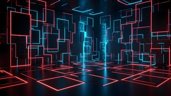 Futuristic Dark room Wallpaper