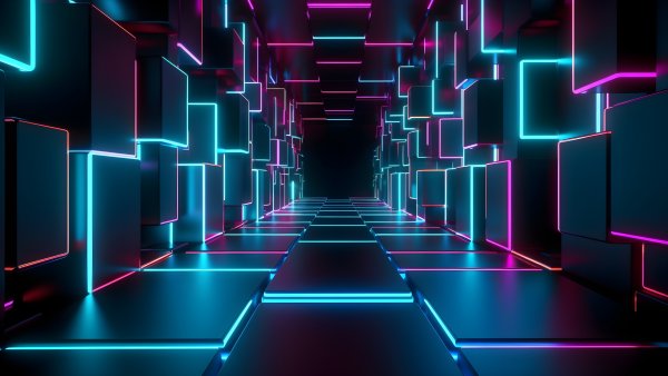 Neon Lights 3D Render Wallpaper