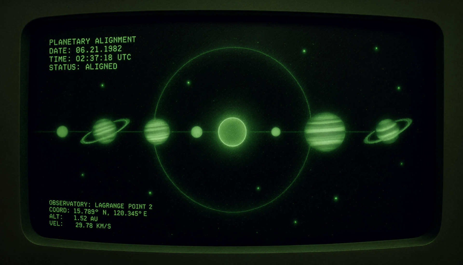 Emerald Console — Planetary Alignment (5K Ultra HD Wallpaper) by AtlasNostalgia