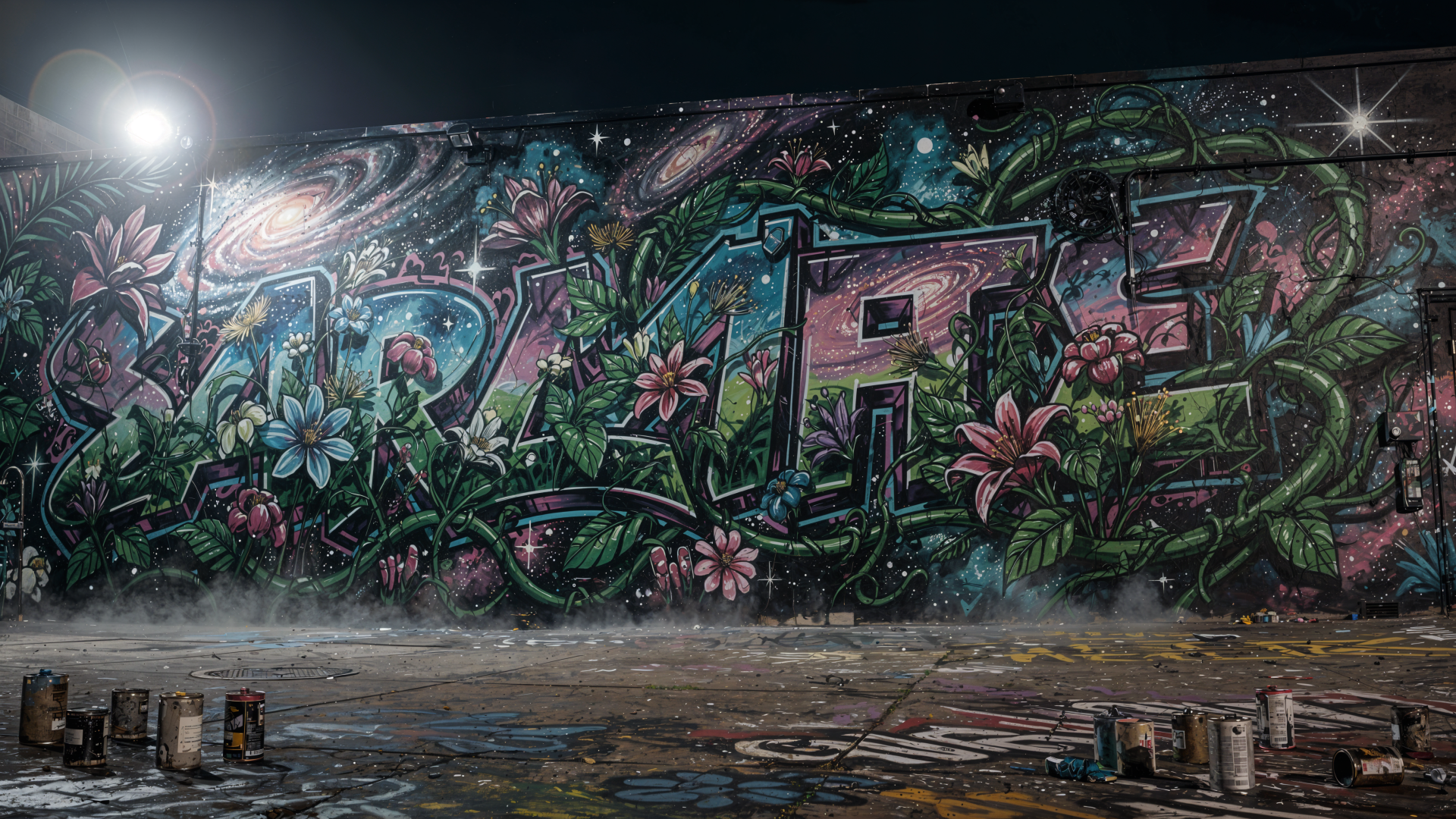 Graffiti Galaxy — 4K Wall Mural by BlueTechWizard