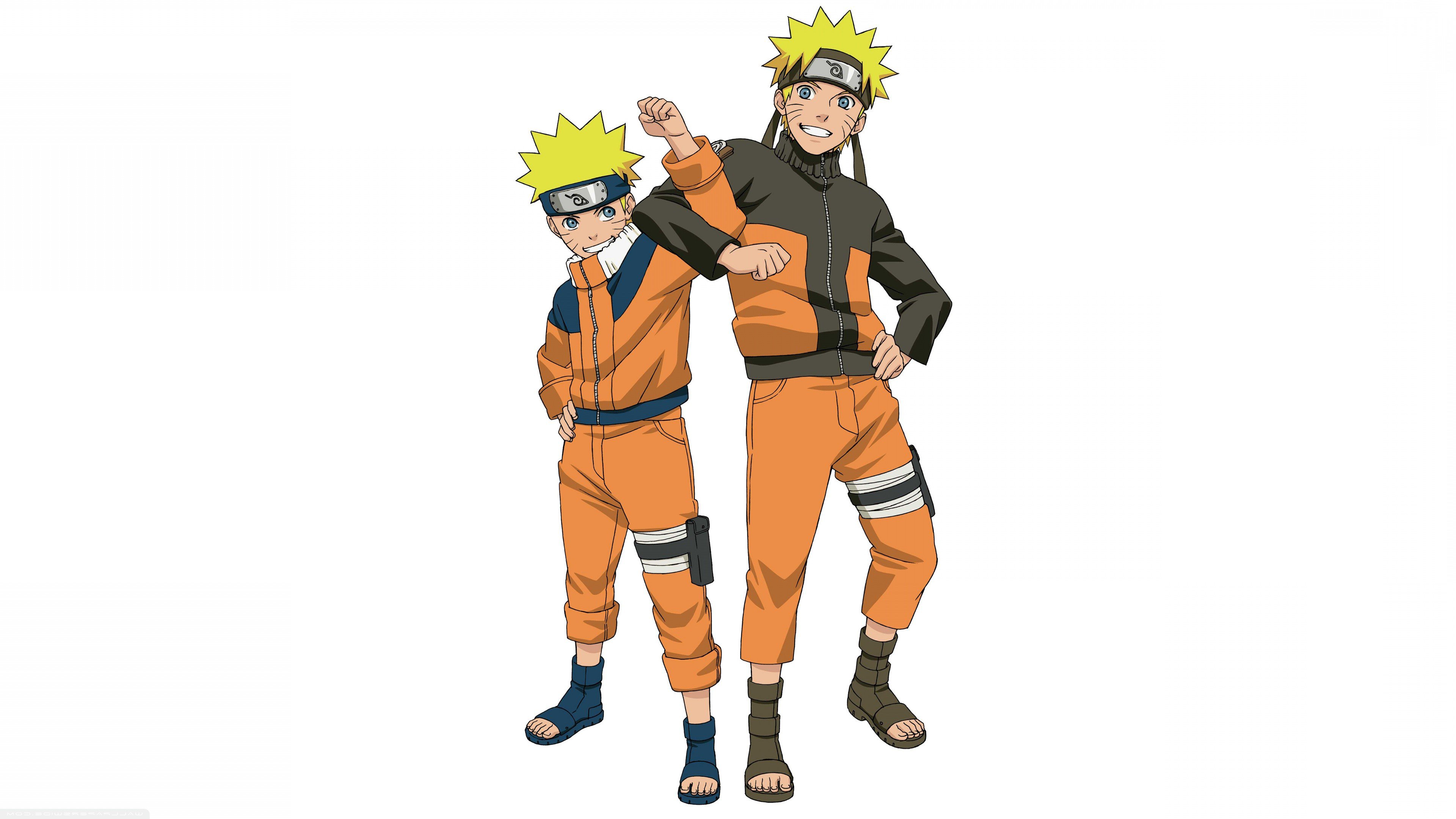 Young Naruto vs Old Naruto White background Wallpaper
