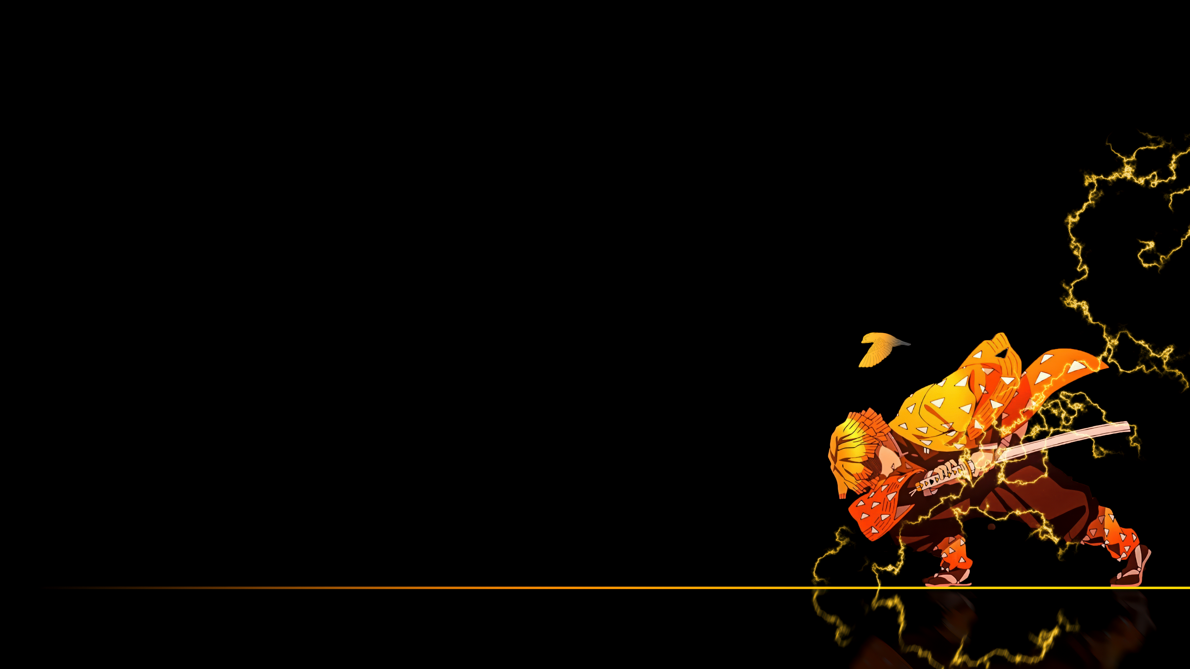 Zenitsu Agatsuma Black background Wallpaper