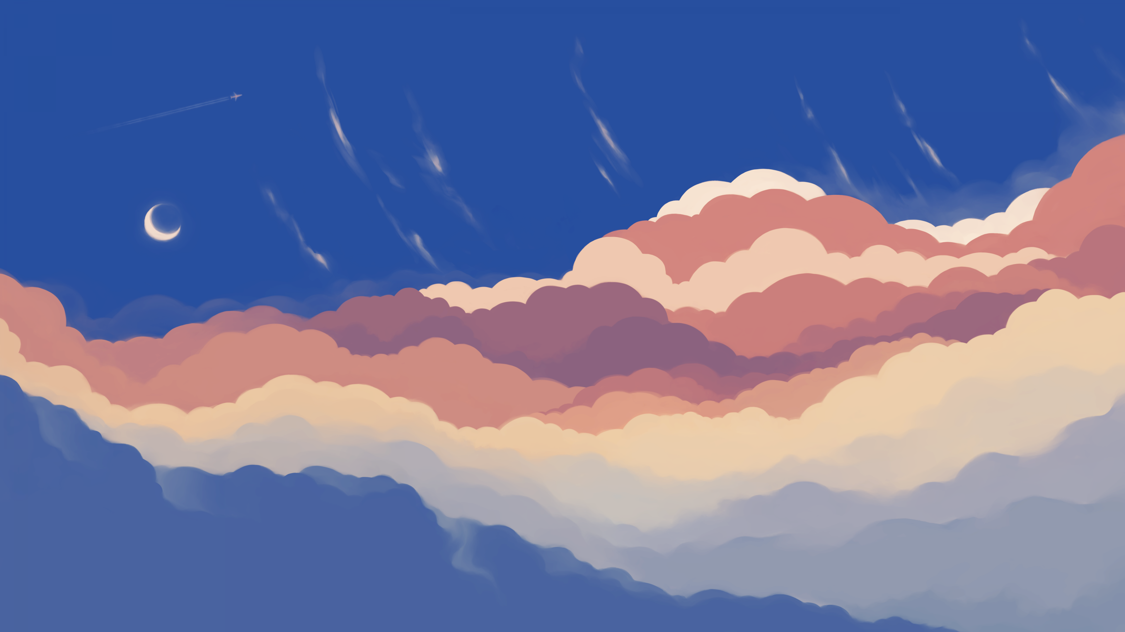 Blue Sky Crescent Moon Wallpaper