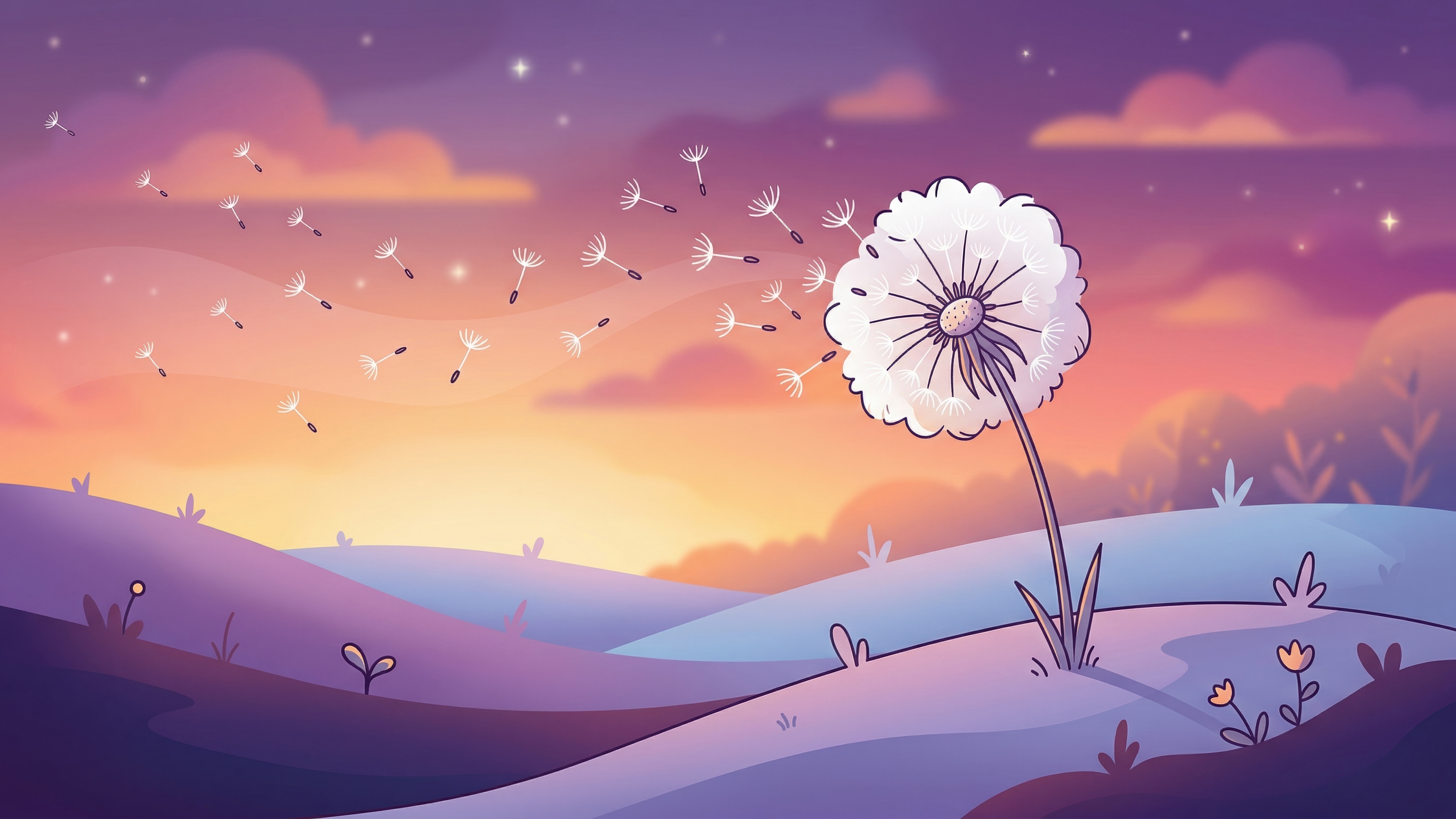 Dandelion flower Sunny day Wallpaper