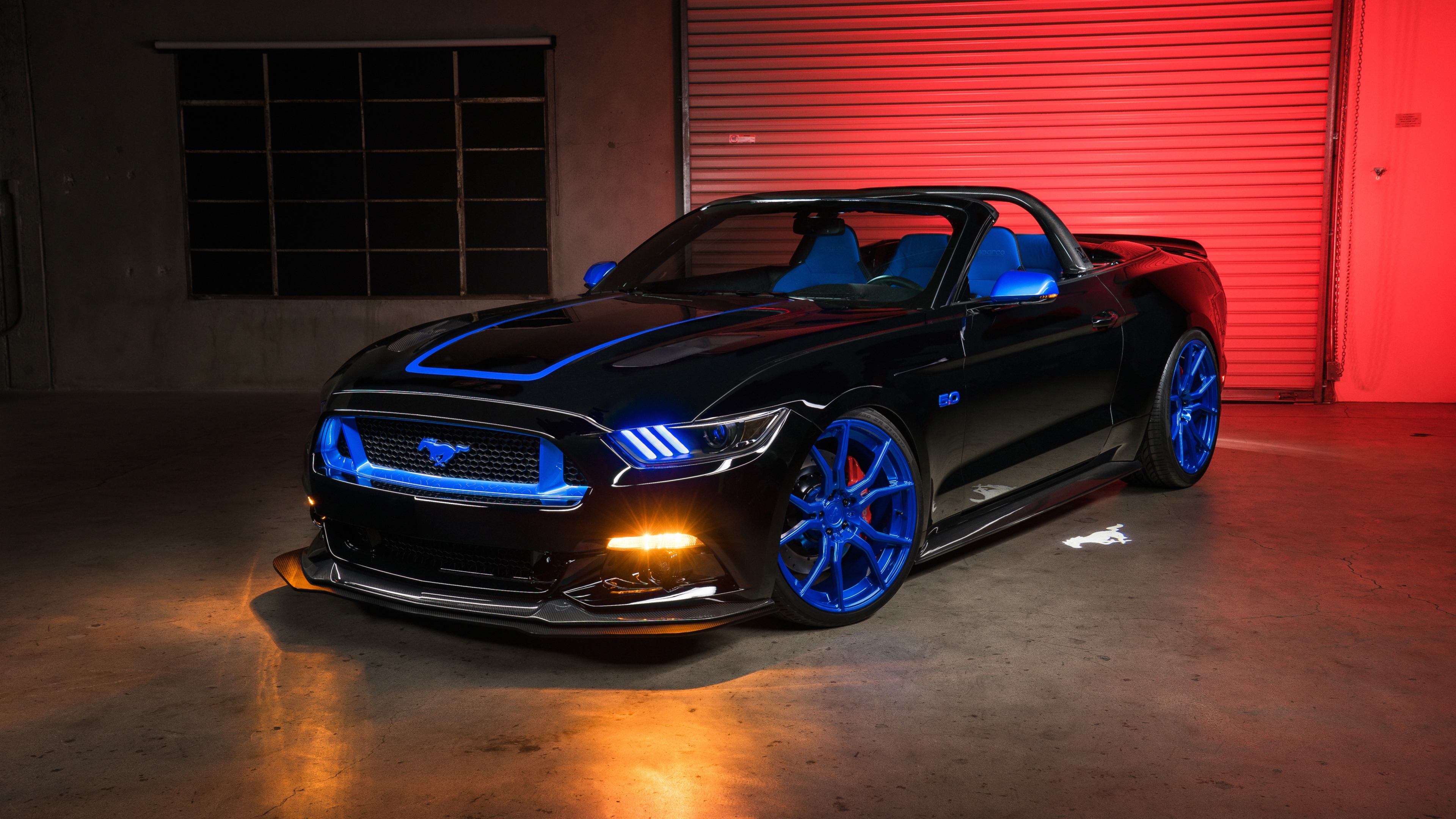 Ford Mustang GT Convertible Blue and Black Wallpaper
