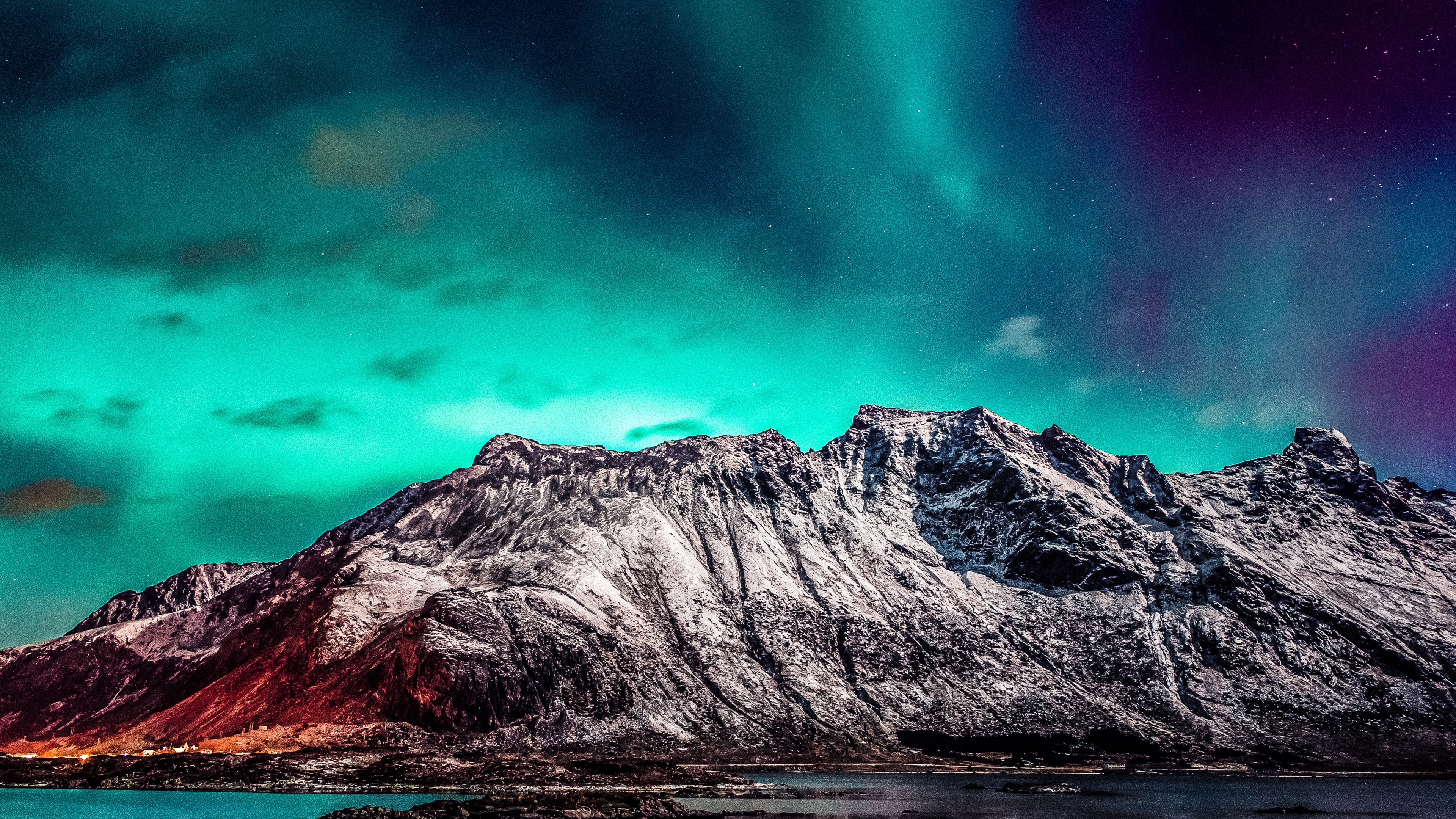 Nordic mountain range Aurora Borealis Wallpaper