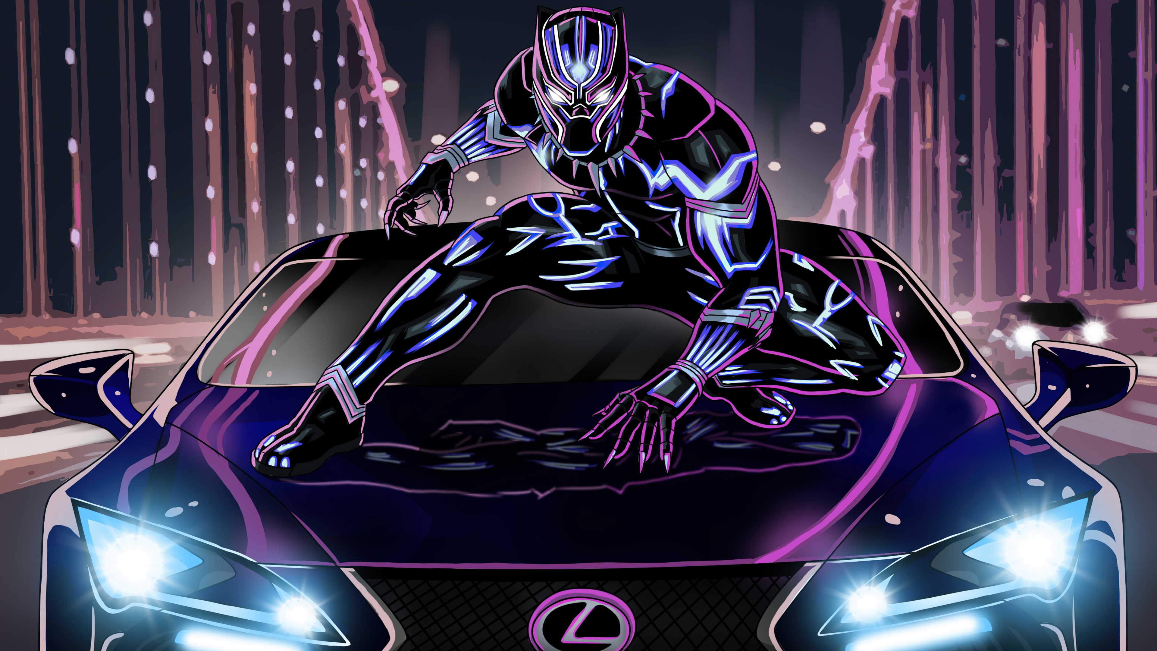 Black Panther Lexus LC 500 Wallpaper