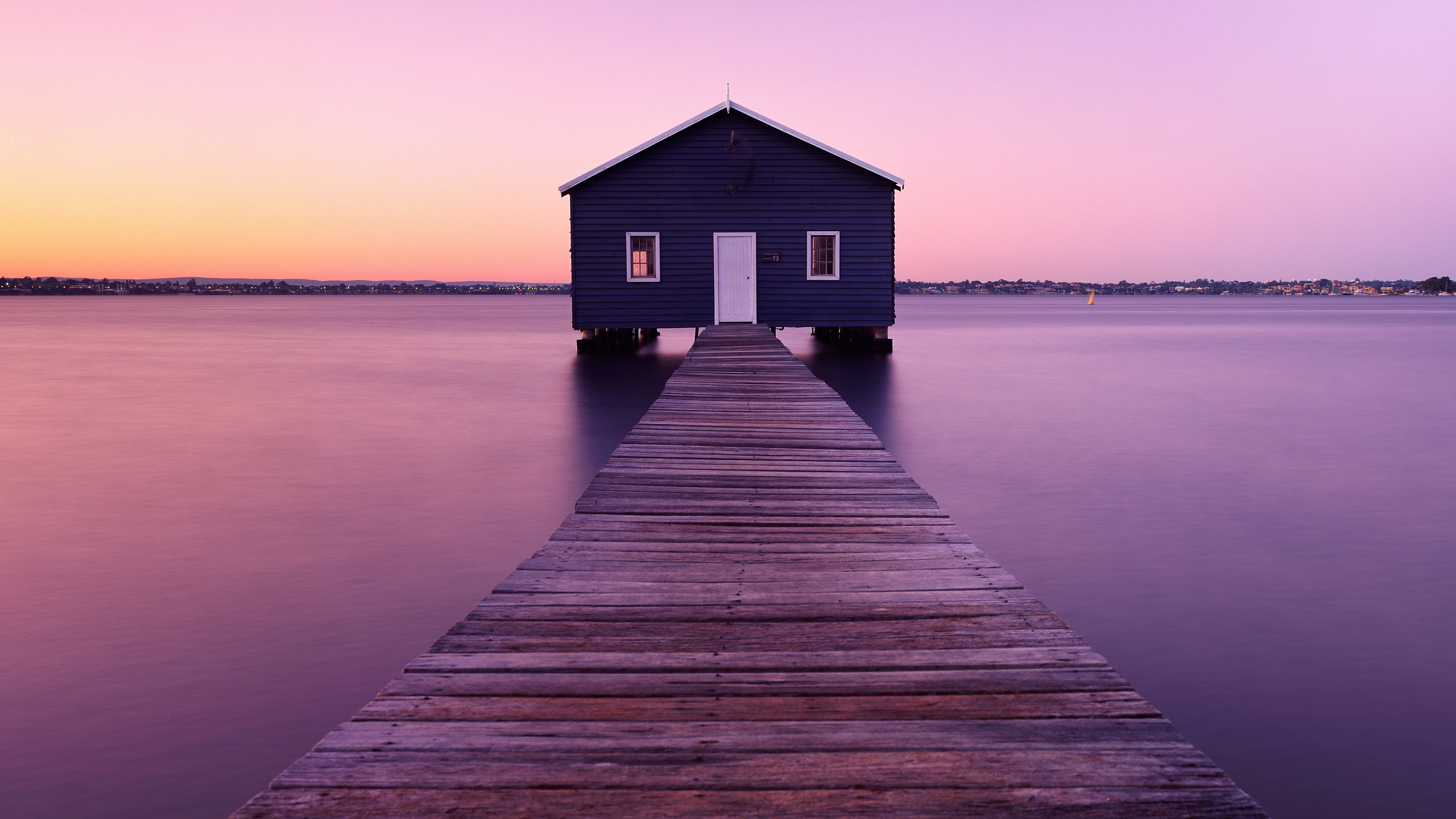 Boathouse Sunrise Wallpaper