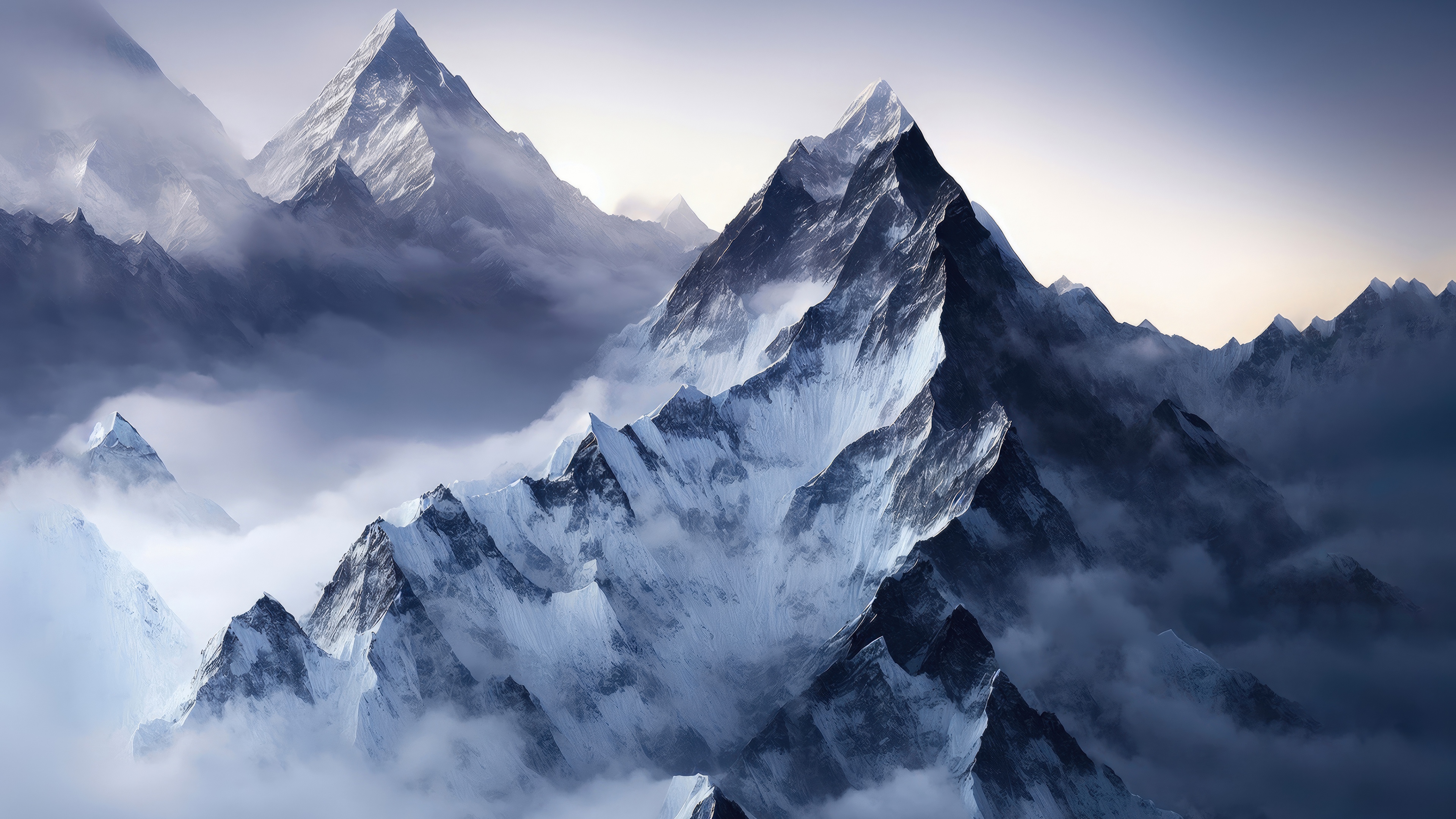 Snowy Mountains Clouds Wallpaper