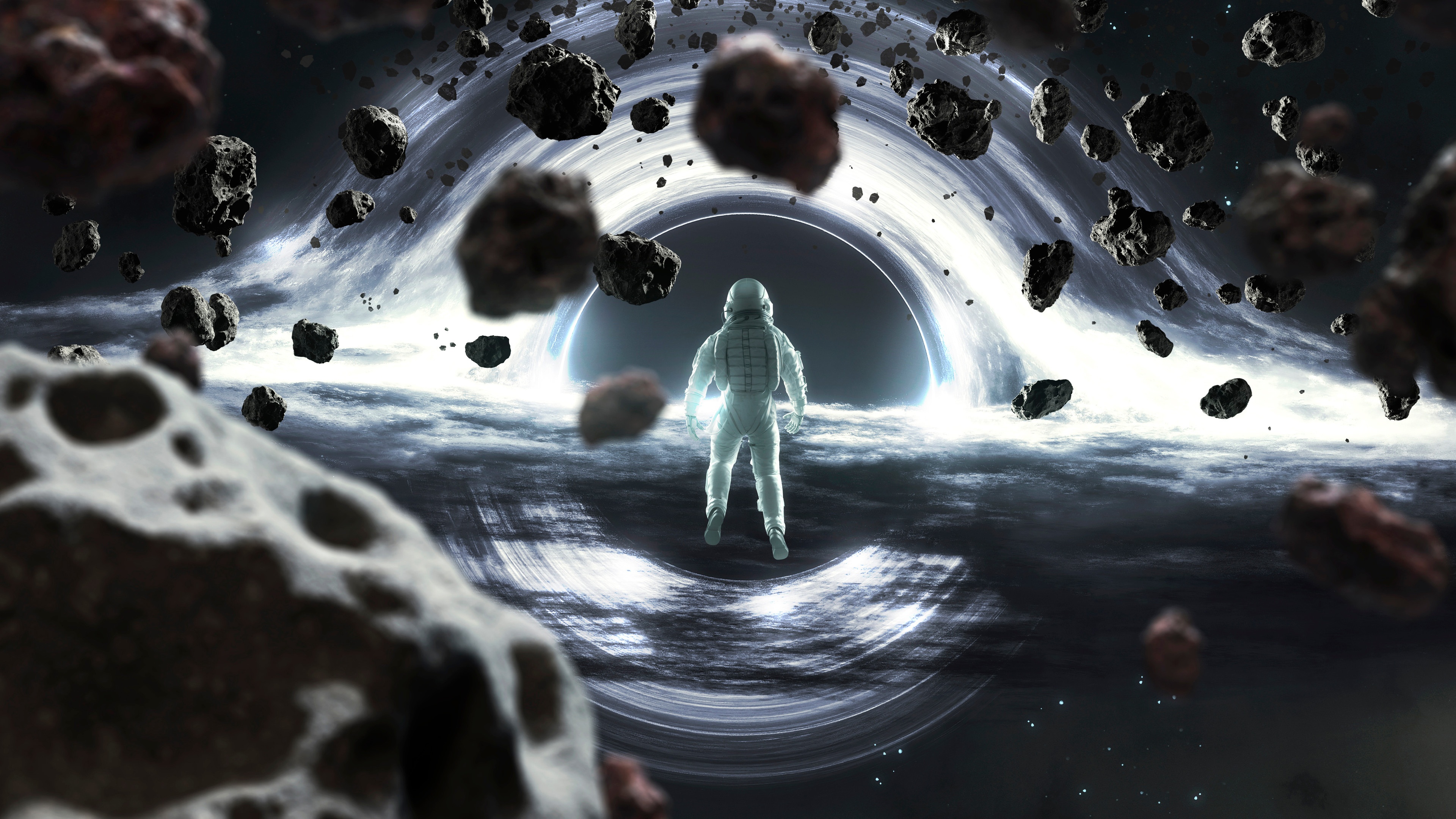 Astronaut Gargantua black hole Wallpaper