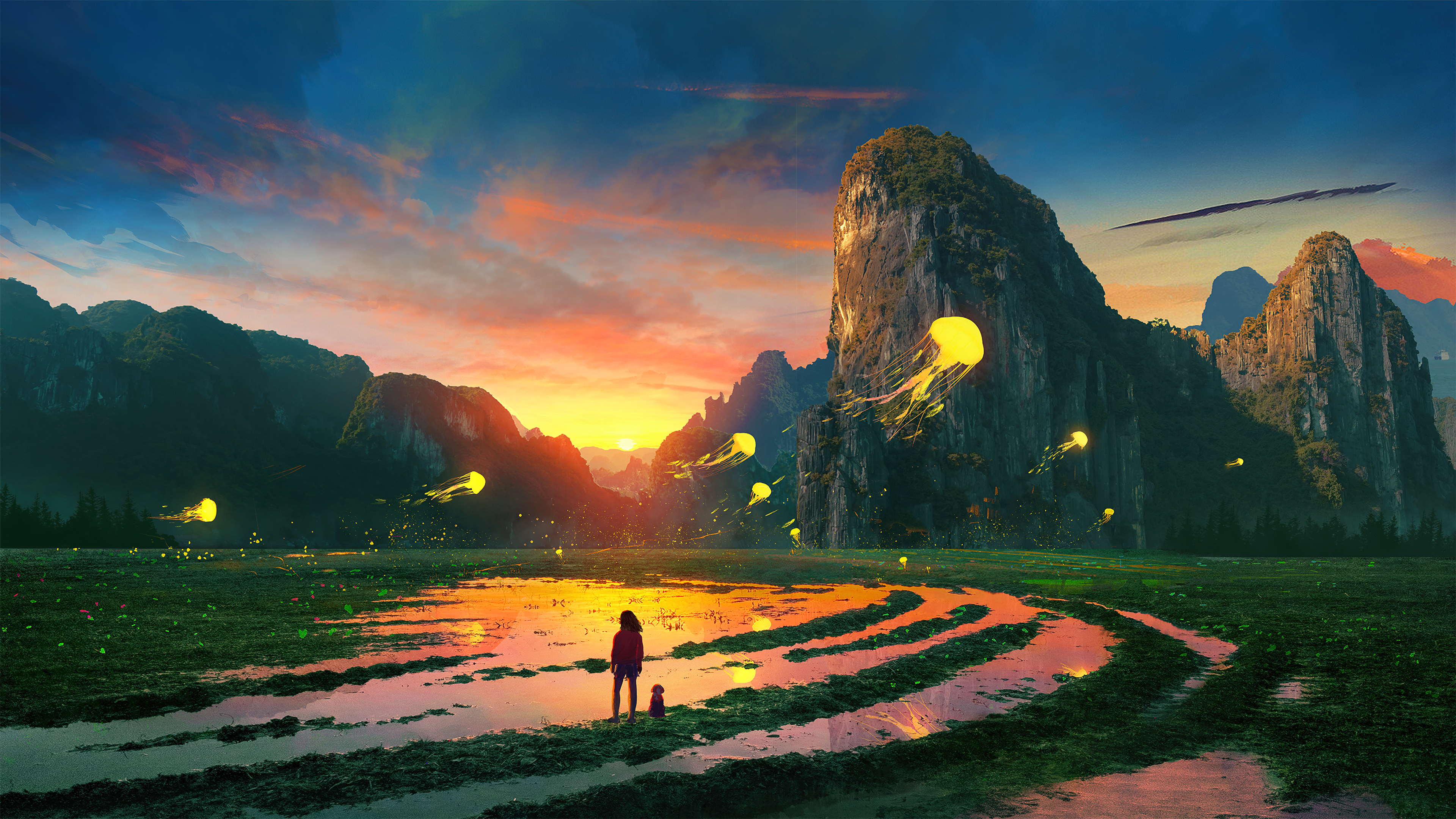 Golden hour Dream girl Wallpaper